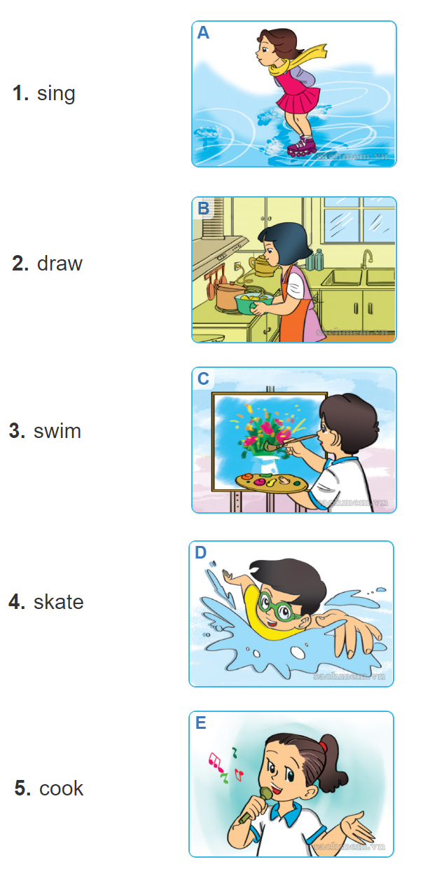 Unit 5. Can you swim? trang 20 Sách bài tập (SBT) Tiếng Anh 4 mới 2 1